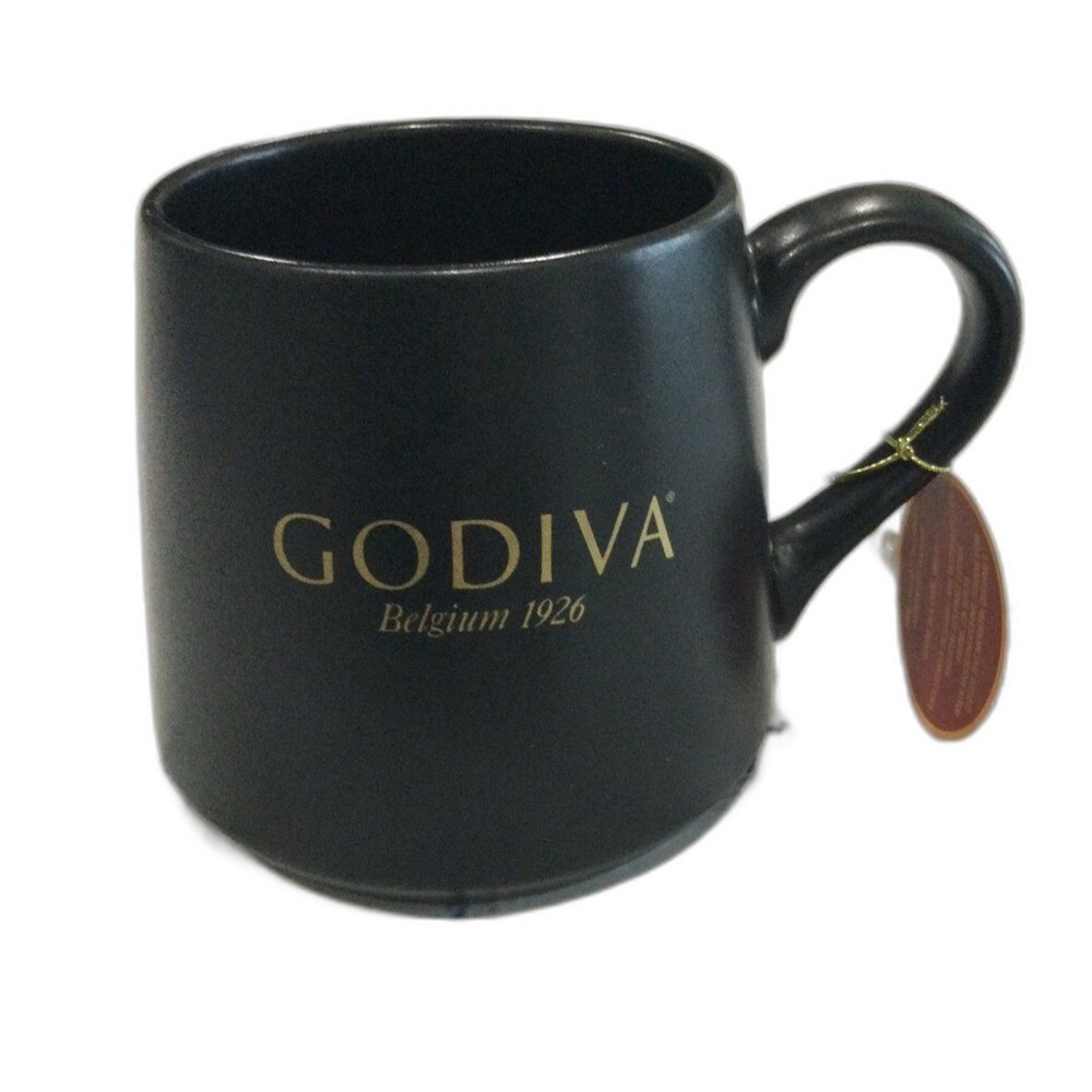 Godiva Belgium 1926 Black Holiday Hot Cocoa Mug. Microwave / Dishwasher Safe.